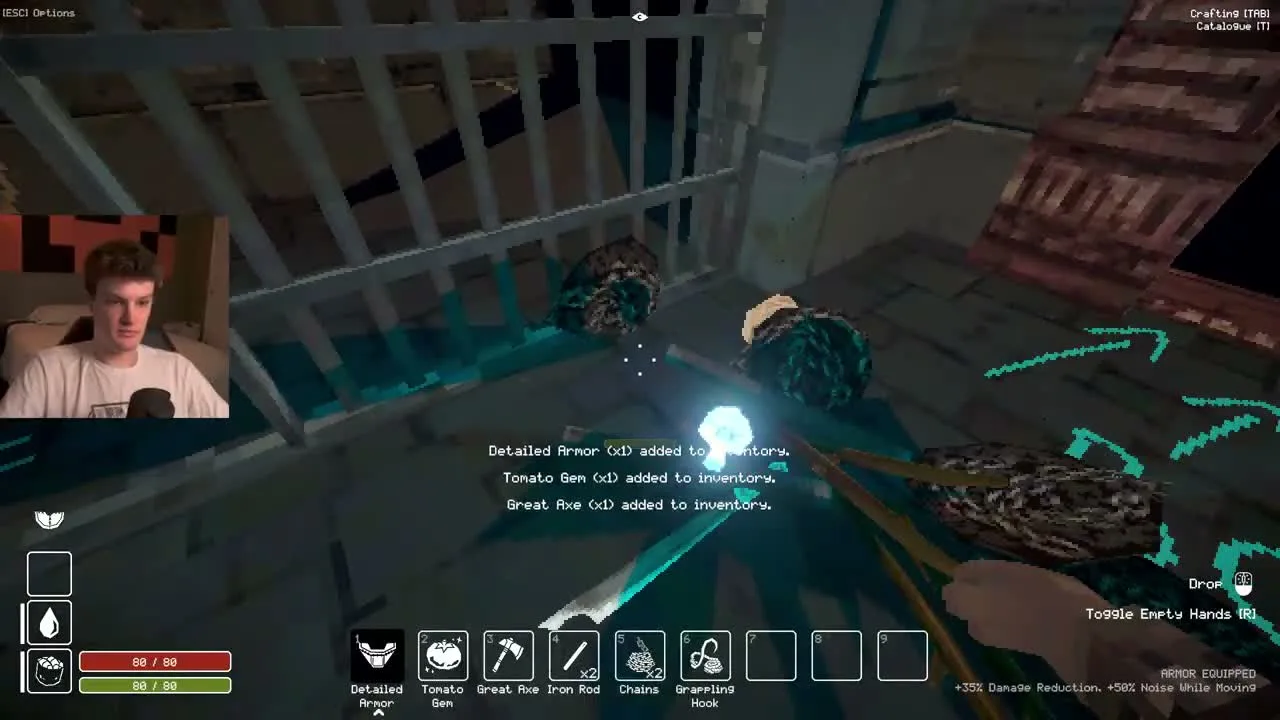 Detailed Armor in the item bar with an ARMOR EQUIPPED tooltip.